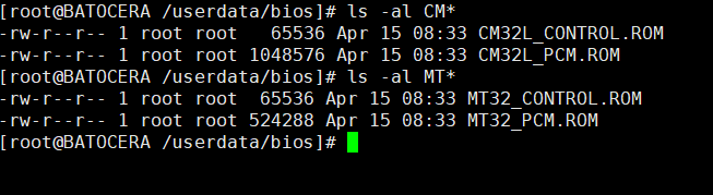 Batocera 上的 ScummVM 支援 MT-32 音源模擬 Batocera bios folder MT32 rom files CM32L_CONTROL.ROM CM32L_PCM.ROM MT32_CONTROL.ROM MT32_PCM.ROM