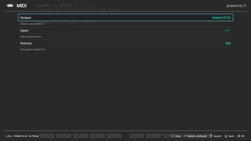 Batocera 41 新增 Nuked SC-55 Roland SC-55mkII 模擬器 screenshot 2025.04.23 07h51.03