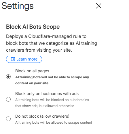 AI 爬蟲對 Wordpress 的影響及如何簡單快速阻擋 AI 爬蟲。 cf block ai setting