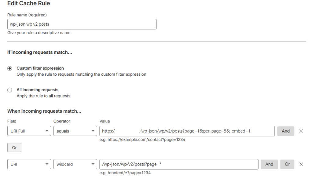 減少 AI 爬蟲對 Wordpress 的影響建議增加 Cloudflare 快取設定 cf cache rule 01