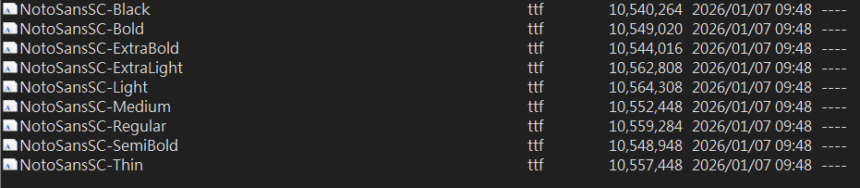 google noto font files