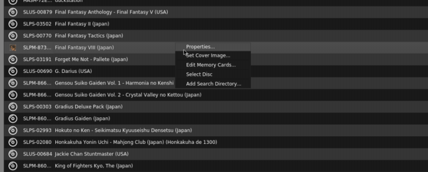 duckstation game properties