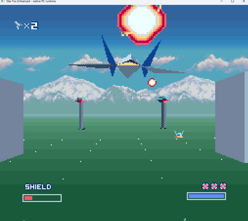 超級任天堂的星戰火狐 PC 版遊戲畫面